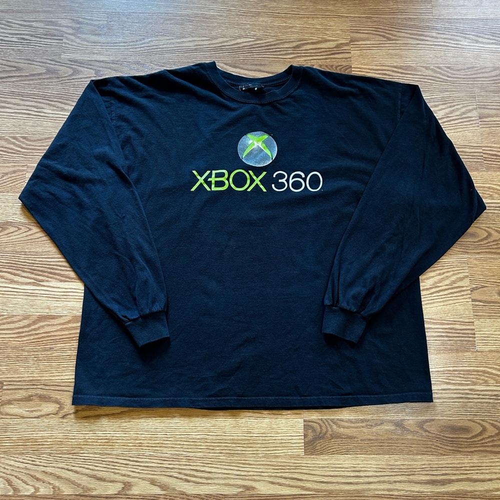 Vintage Y2K Microsoft Xbox 360 Logo Long Sleeve Black T Shirt (Fits like XL)